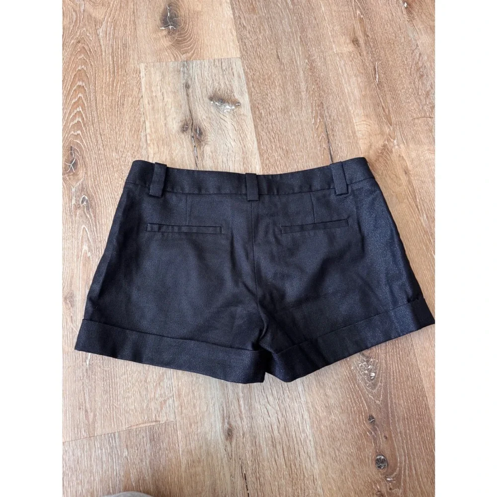 Alice + Olivia‎ Black Shimmer Wool Blend Cuffed Shorts S